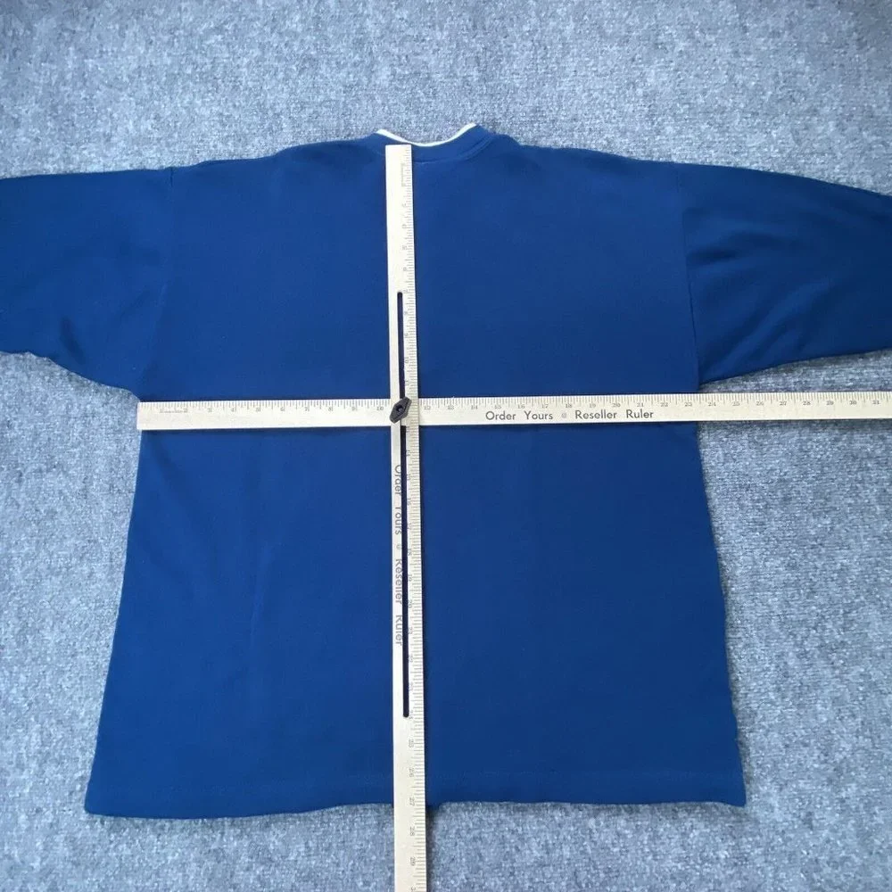 VTG‎ Morning Sun Top Stitch Cardigan Sweatshirt L Blue Birdhouse Embroidered USA